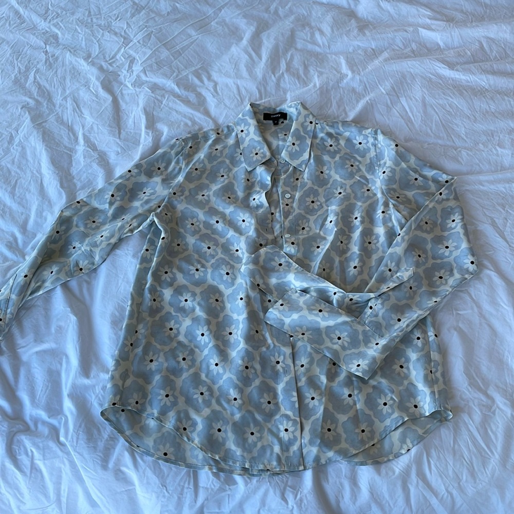 THEORY | silk tie cuff button up shirt